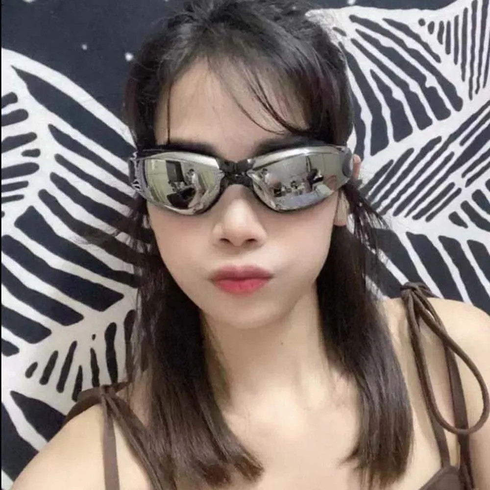 

Водонепроницаемые очки для плавания при близорукости, ослепительные цвета, очки для плавания в большой оправе с затычками для ушей, HD линзы, противотуманные очки для ПК, очки для плавания