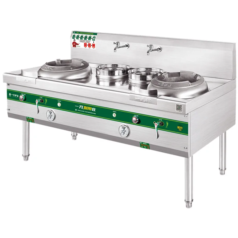 

Газовая плита для ресторана с двумя конфорками, 35 кВт, из нержавеющей стали, для приготовления в воке, по цене производителя