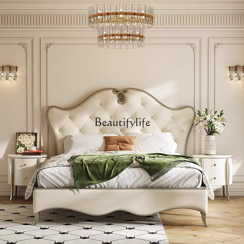

American light luxury solid wood bed modern simple double bed master bedroom high-end French