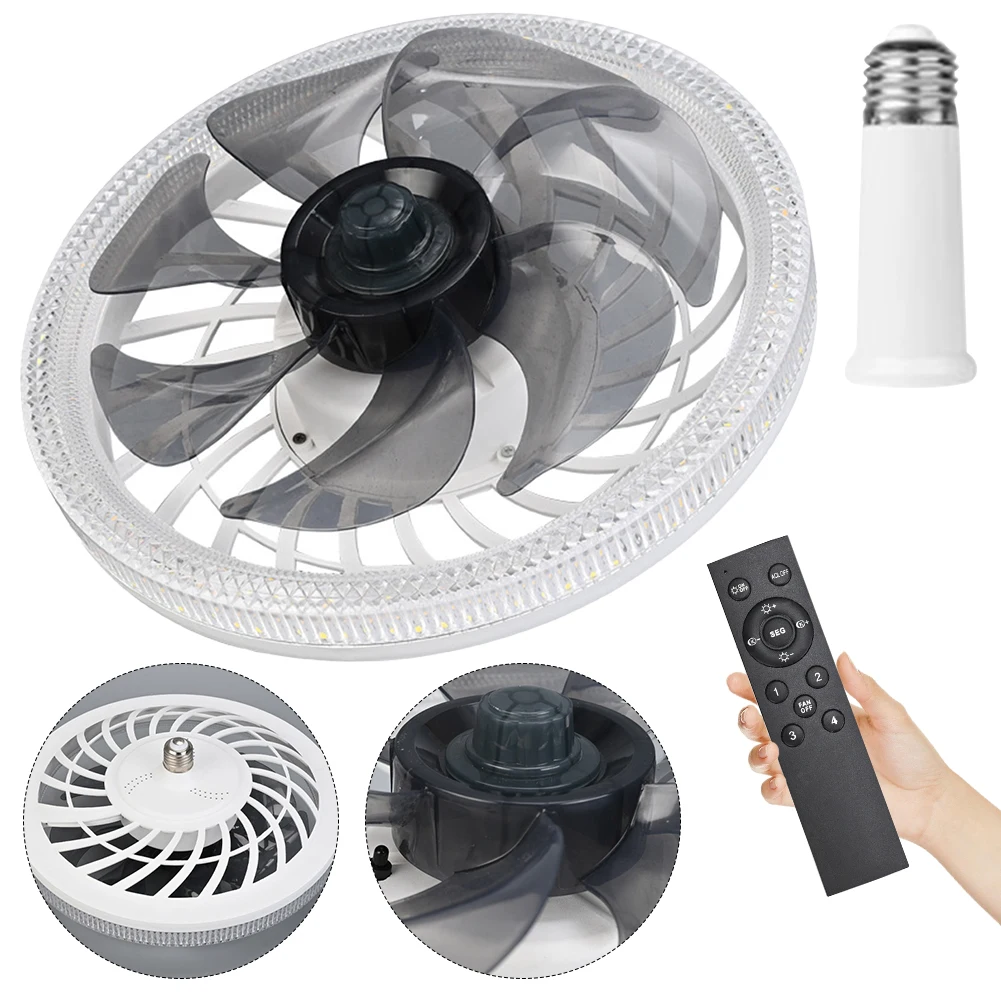 Imagem -02 - Flush Mount Led Ventilador de Teto Lâmpada Regulável Velocidades com Conversor Extensor Cores ac 85v265v