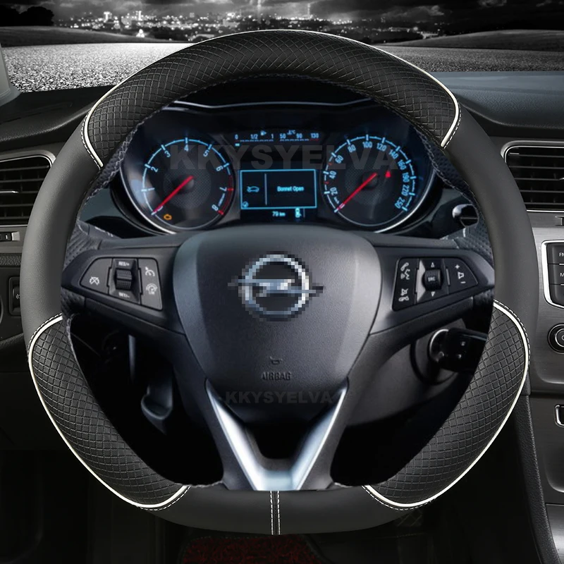 D Shape Car Steering Wheel Cover Leather For Opel Astra 2015-2021 Corsa Combo Mokka 2018-2021 Grandland X Insignia CT 2017-2021