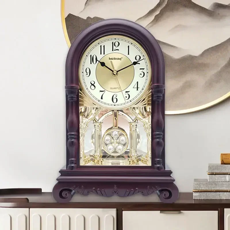 Silent Desk Clocks Vintage Table Clocks Luxury Pendulum Clock for Living Room Clock Desktop Tables Decoration and Accessories