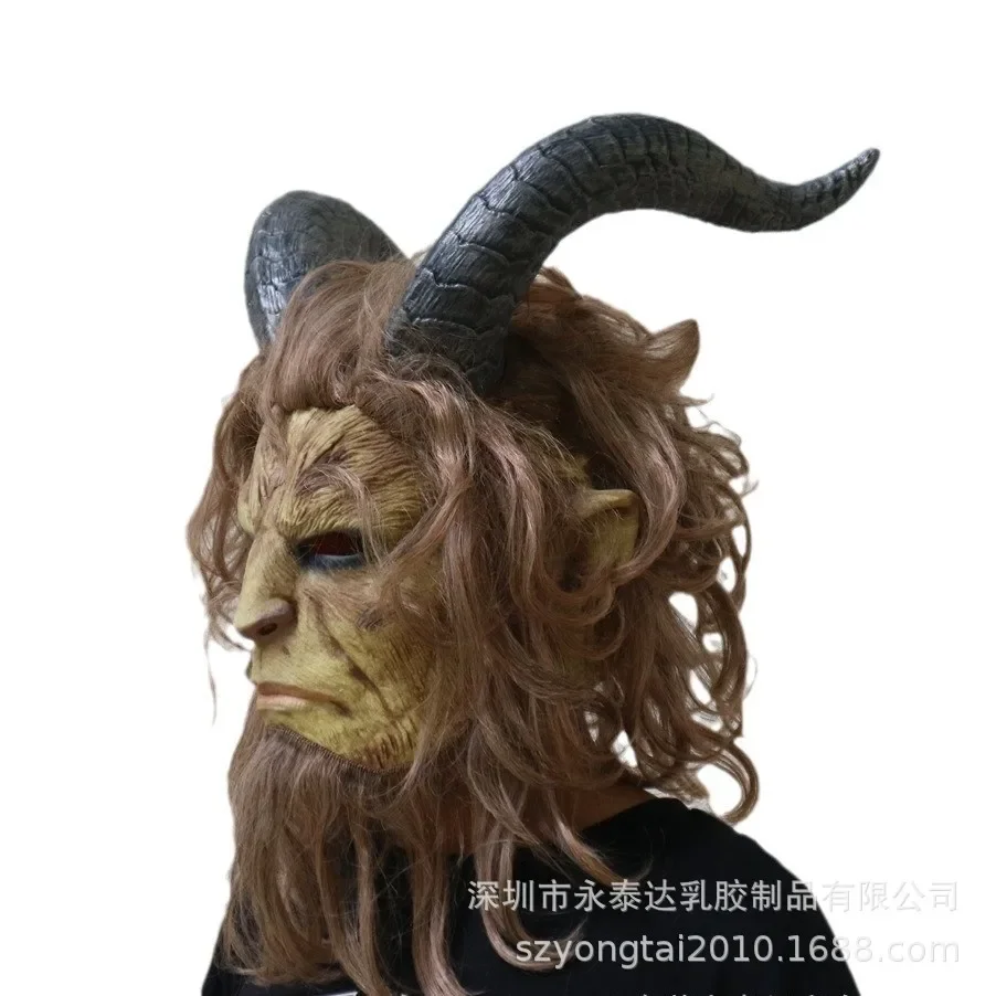 2025 Bella donna con cappuccio a forma di bestia, Halloween Cospaly Bestia Principe Maschera in lattice Cosplayprop Costumi e accessori spaventosi