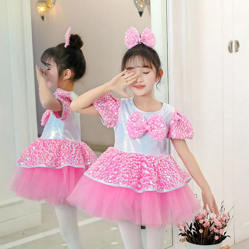 Vestido de baile para niña, ropa de baile para niña, trajes de Ballet con lentejuelas, tutú para niña, Ropa de baile para actuaciones en escenario