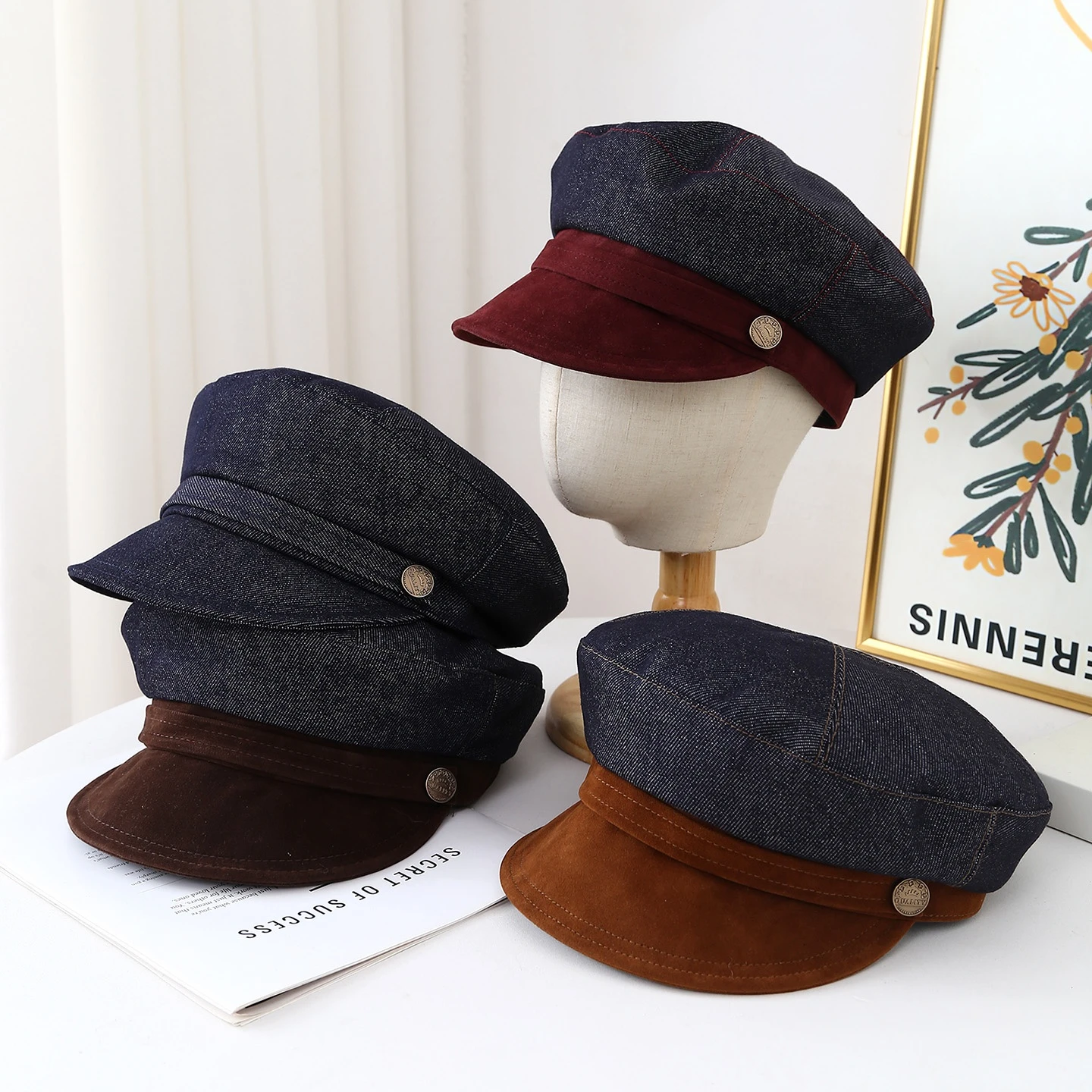 

Women's Retro Beret Hat - Autumn Winter Octagonal Painter Cap Stylish Newsboy Beanie For Outfits