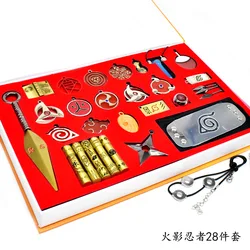 28pcs/set Anime Akatsuki Kunai Itachi Hatake Kakashi Metal Pendant Cosplay Brinquedos Figure Collectible Doll Toys