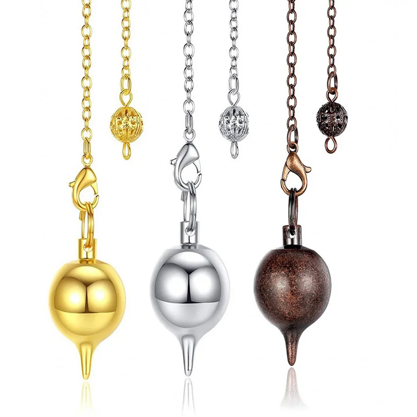 Charms Metal Copper Pendulums For Dowsing Divination Healing Spiritual Wicca Amulet Antique Copper Spiral Cone Pendant Jewelry