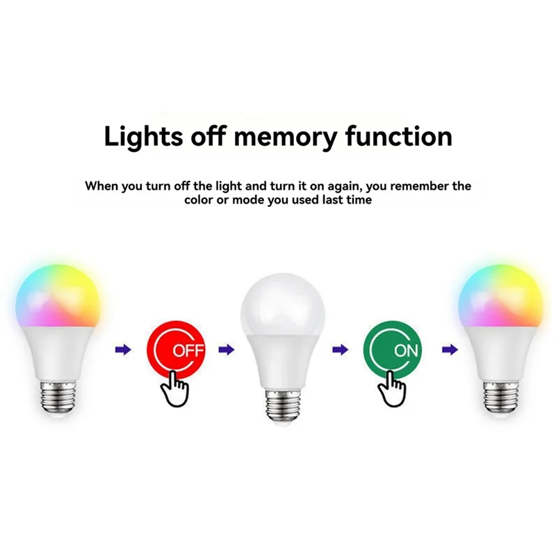 

ABBN-Led Colorful Light Bulb E27 Screw Bulb Lamp Dimming Remote Control With Memory Atmosphere Bulb