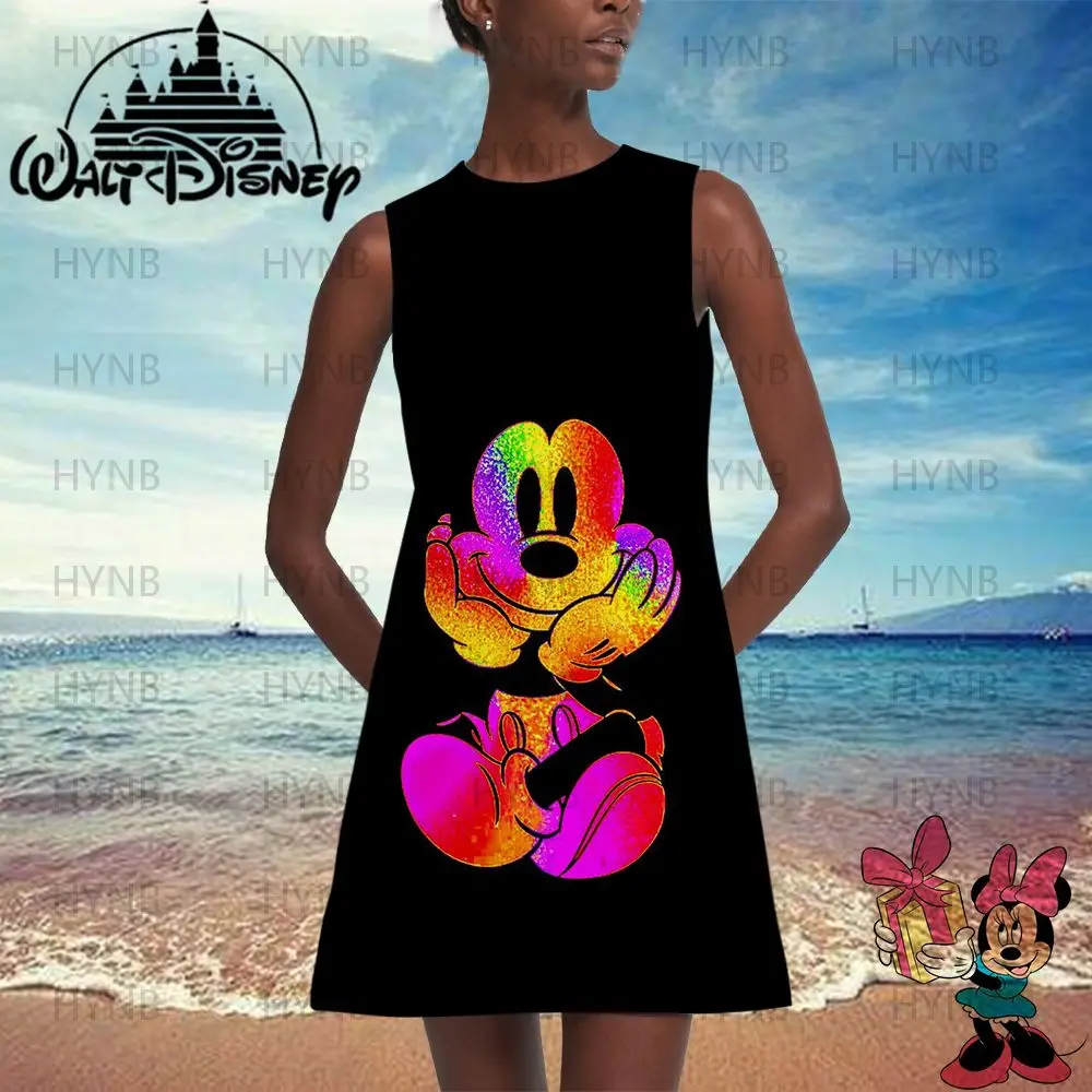 

Cool Minnie Mouse Dresses for Women 2022 Print Sexy Woman Mini Dress Party Disney Summer Mickey African Fashion Y2k Boho Women's