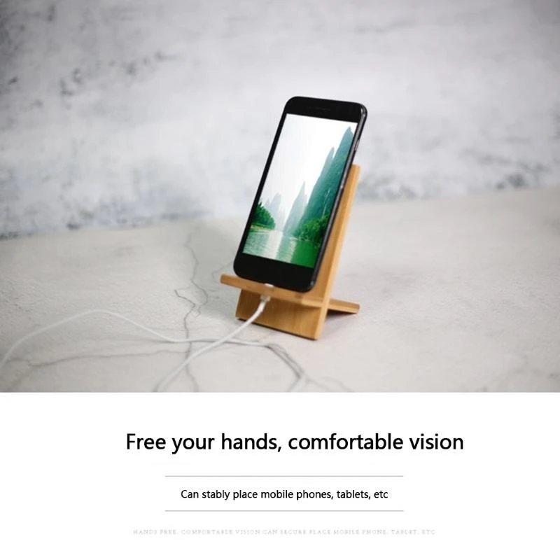 범용 휴대 전화 스탠드 대나무 비 슬립 데스크탑 홀더 도크