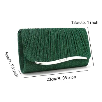 紫色新款褶皺女士晚餐包閃亮時尚信封式設計手提包,帶肩包和手拿包功能 8 最佳銷售 淡紫色袋子 - №6