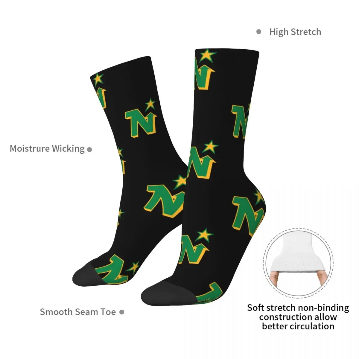 Defunct Hockey Team Minnesota North Stars Vintage Retro Socks Soft Stockings All Season Long Socks for Unisex Birthday Present