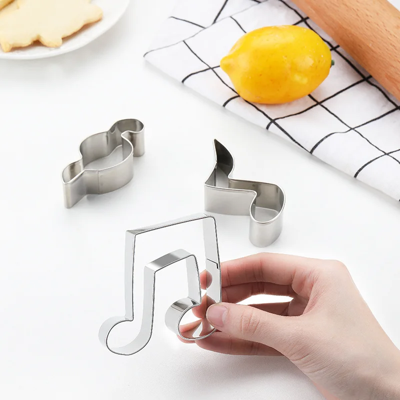 DIY Music Note Stainless Steel Cookie Stamp Cutters Moulds Cute Biscuit Mold Fondant Pastry Cake Decorating Baking Kitchen Tools