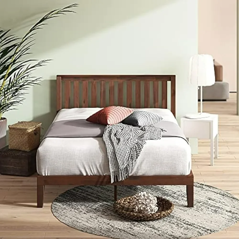 Wood Platform Bed Frame with Headboard / Wood Slat Support / No Box Spring Needed / Easy Assembly,Beds