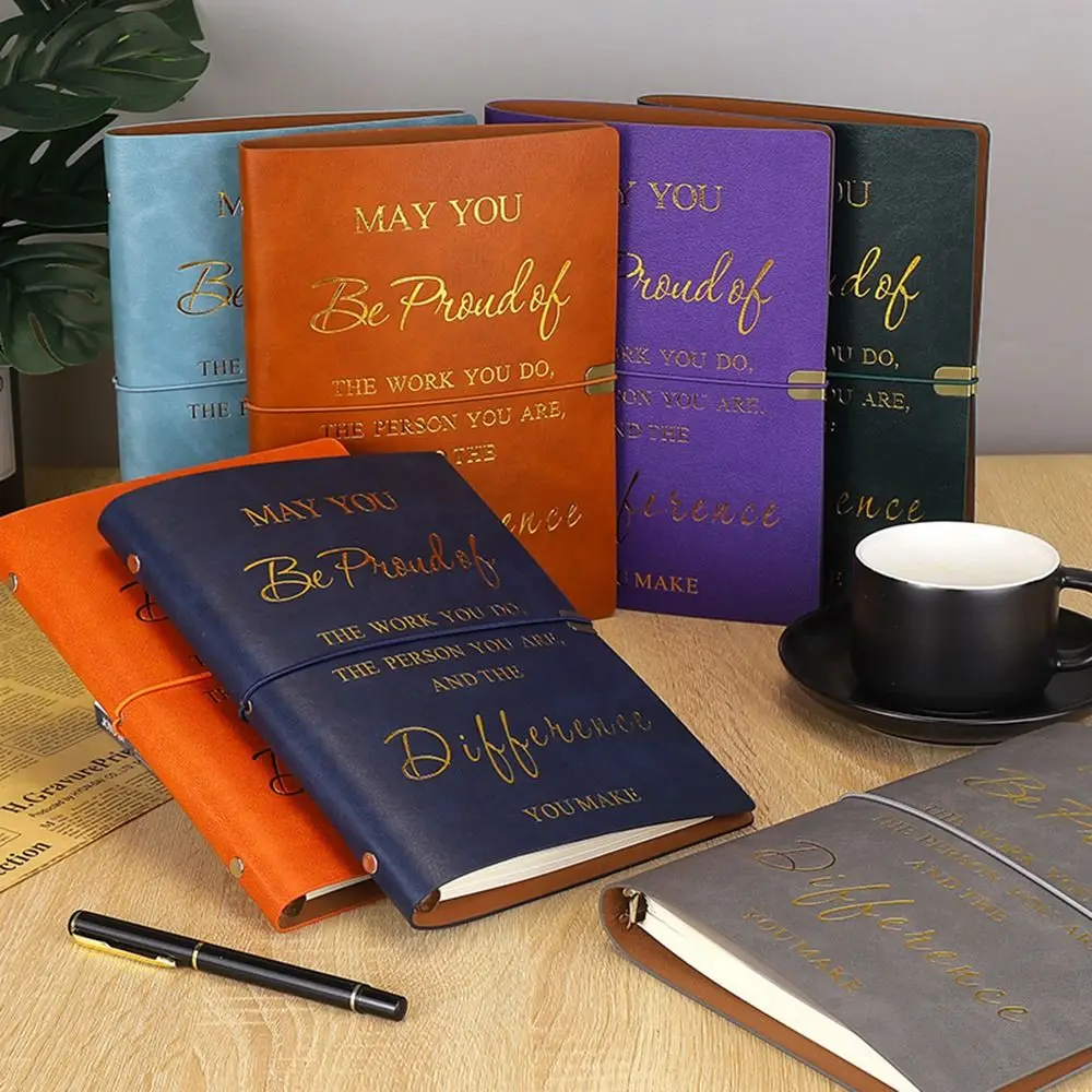 80 Sheets A5 English Notepad English Horizontal Line Loose-leaf Notebook Soft PU Leather Cover Portable Diary Student