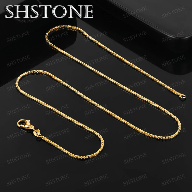 

1mm 40-75cm Box Chain 18k Gold Necklace For Men Women Fashion Trend Versatile Gift Jewelry Birthday Party Anniversary Gift
