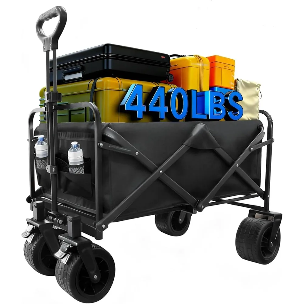 

Тележка с большими вездеходными колесами для песка с воздушным диваном, складная, складная, складная, 440 фунтов с чашкой