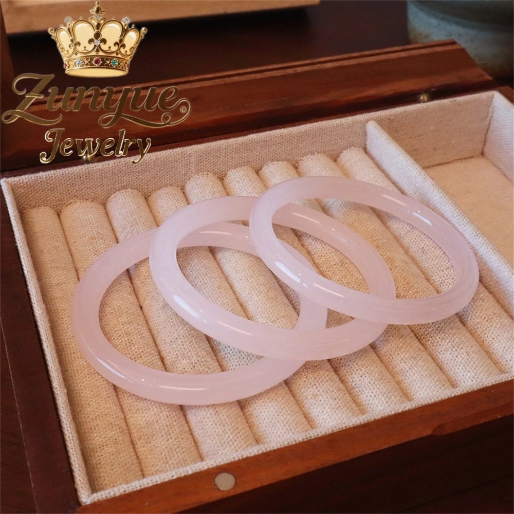 

High-End A Fine Round Jade Bracelet In Lotus Pink Color From Hetian Jade As A Gift Fashion Jewelry Exquisite Elegant Popular