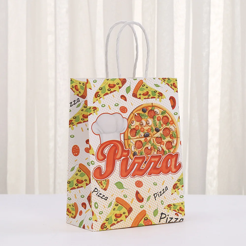 StoBag, Pizza themed Pattern Gift Bags, for Store Takeaway, Party supplies, Children\'s package, Reusable Paper, 12/30pcs