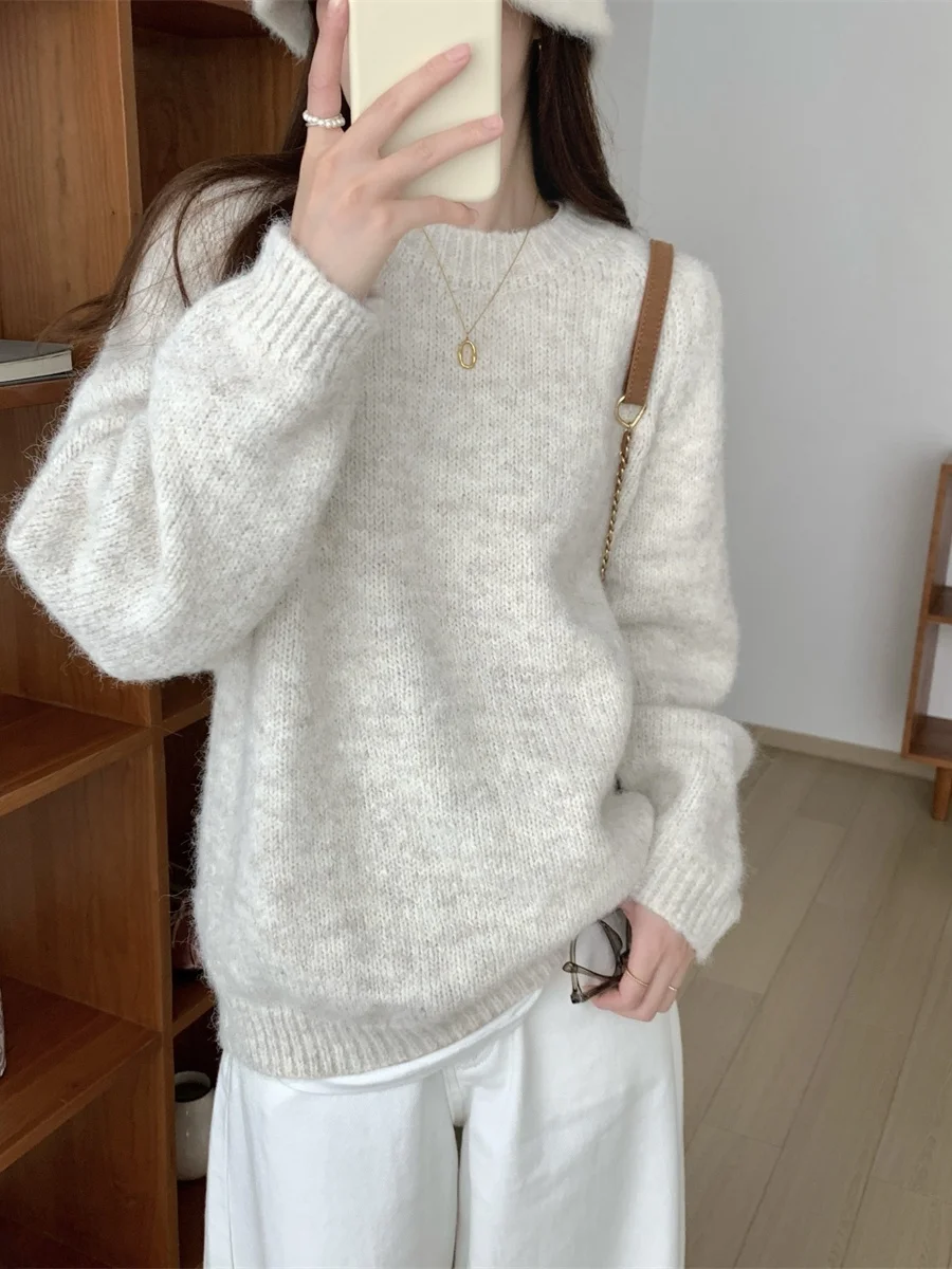 Thiened zachte gebreide trui dames chique innerlijke irt basislaag eenvoudige Sle Koreaanse versie lente herfst winter top