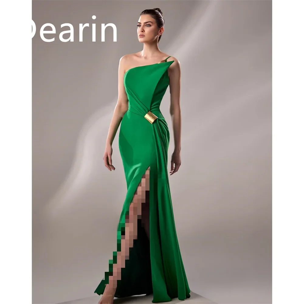 Customized Formal Gown Dearin One-shoulder Column Floor Length Skirts Vertically Bespoke Occasion Dresses Evening Saudi Arabia P