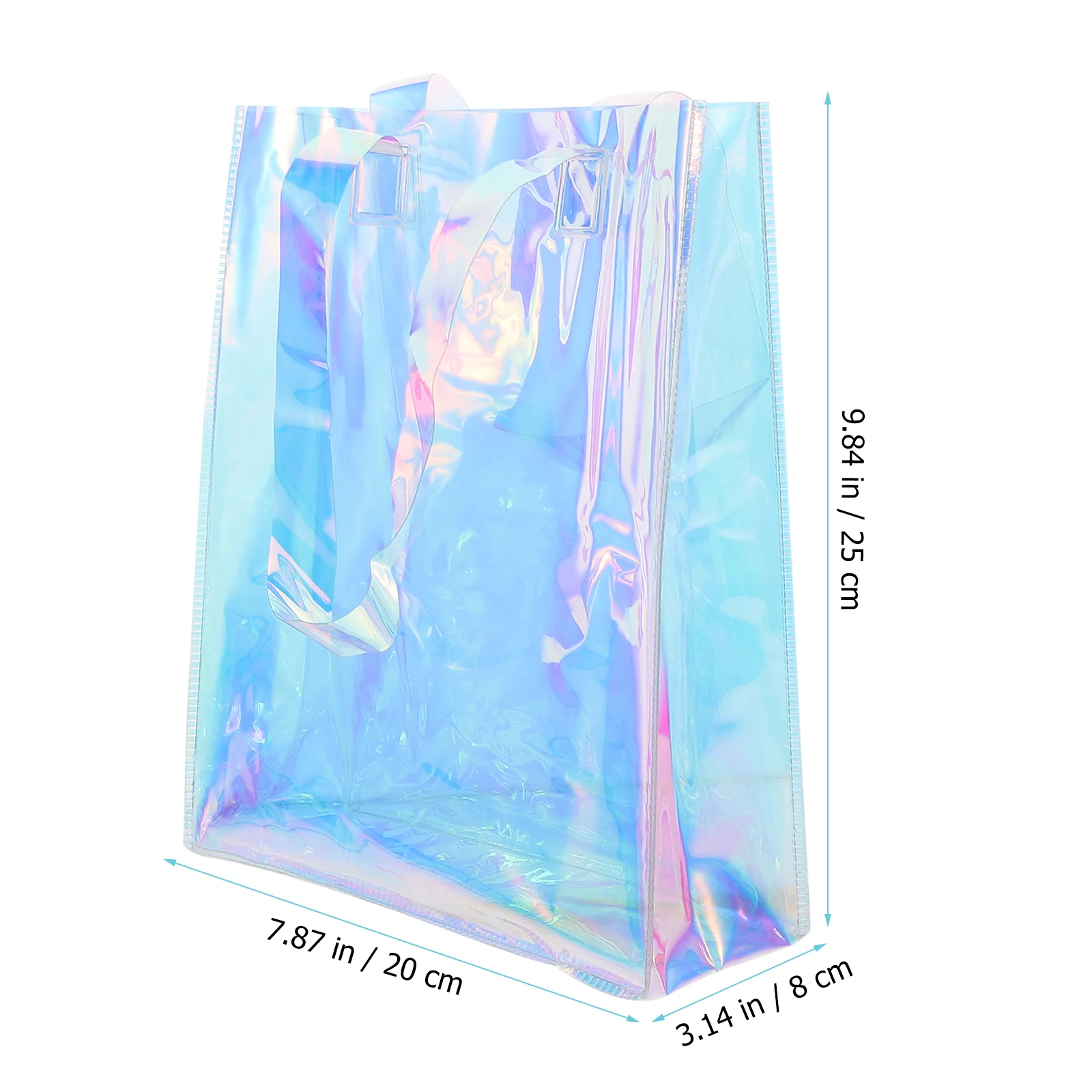 Iridescent Tote Bag Shopping Shoulder Holographic Handbag for Work Portable Waterproof PVC Clear Gift Bags