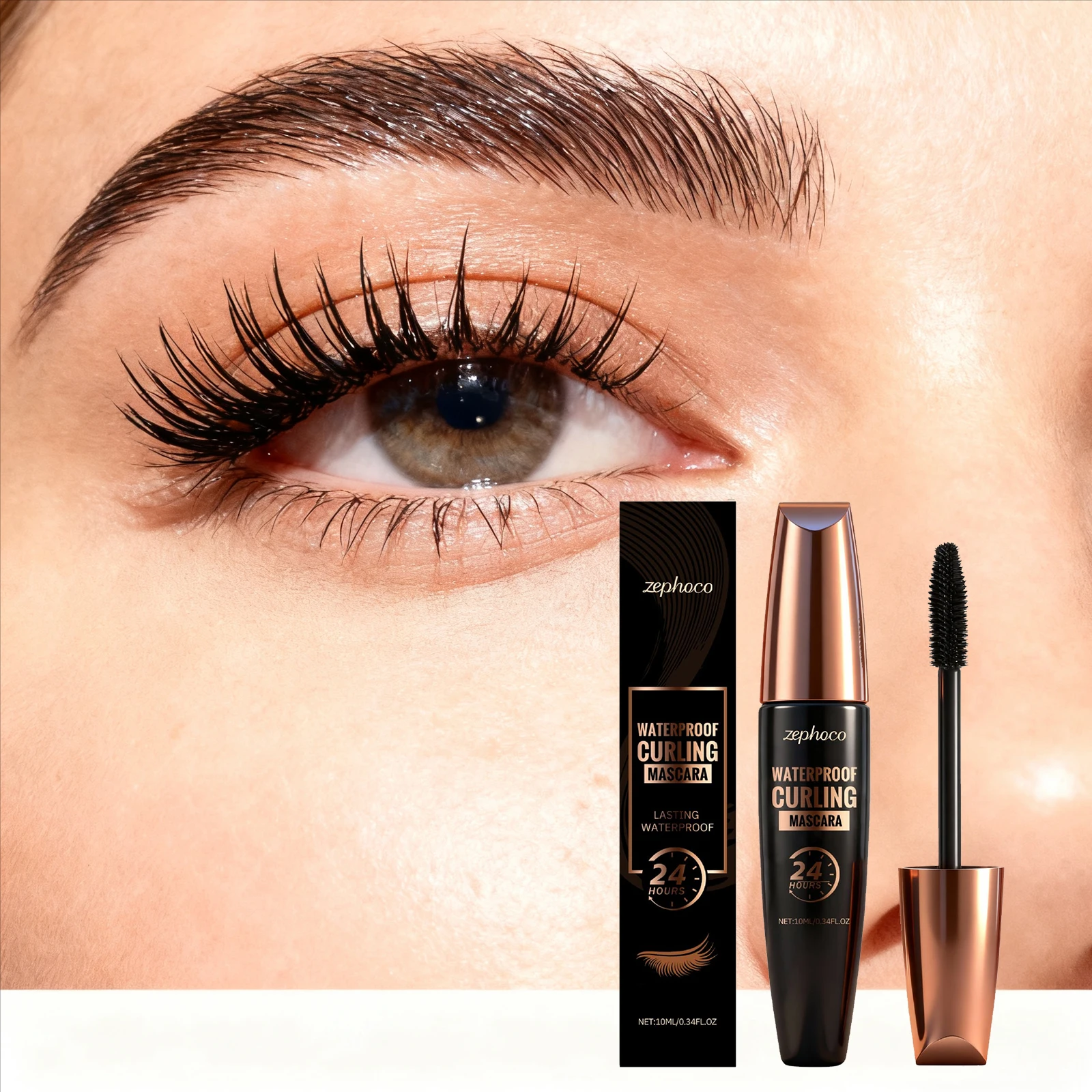 Mascara Naturally Smooth, Curled Eyelashes Waterproof Sweat Proof Lasting Lengthened Non-caking Eye Black Mascara Cosmetics