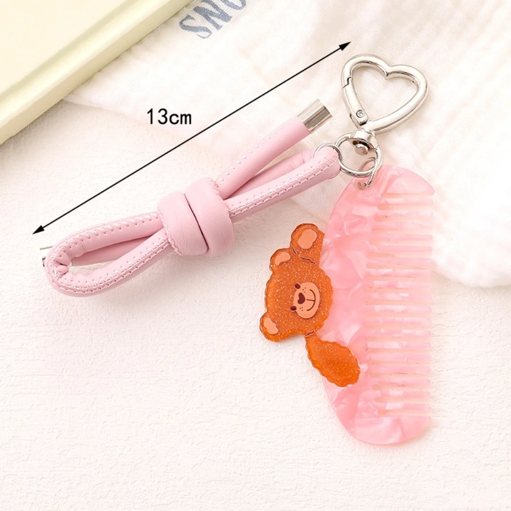

Portable with Keychain Acetate Comb Pendant Bear Cat Animal Makeup Comb Cartoon Wide Toothed Hairdressing Combs Women