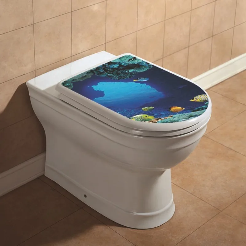 1pc Sea World Toilet Seat Sticker - Self Adhesive Bathroom Decor Home Decor Sticker 2025 Christmas