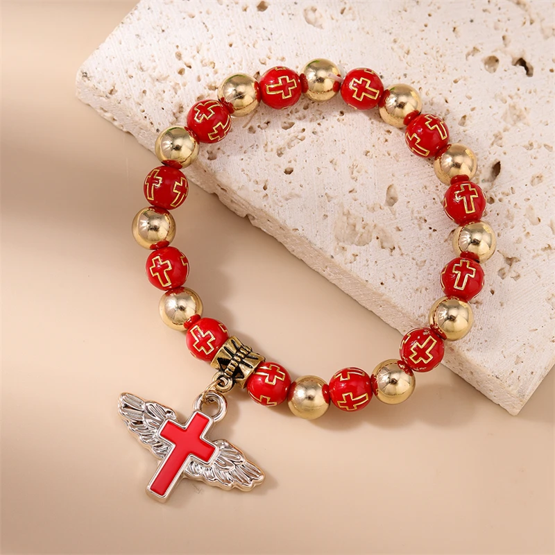 Modisches handgefertigtes Armband mit bunten Perlen für Damen, Kreuzanhänger-Armband, Freundschaftsschmuck, Geschenke für Mädchen – Detail 11