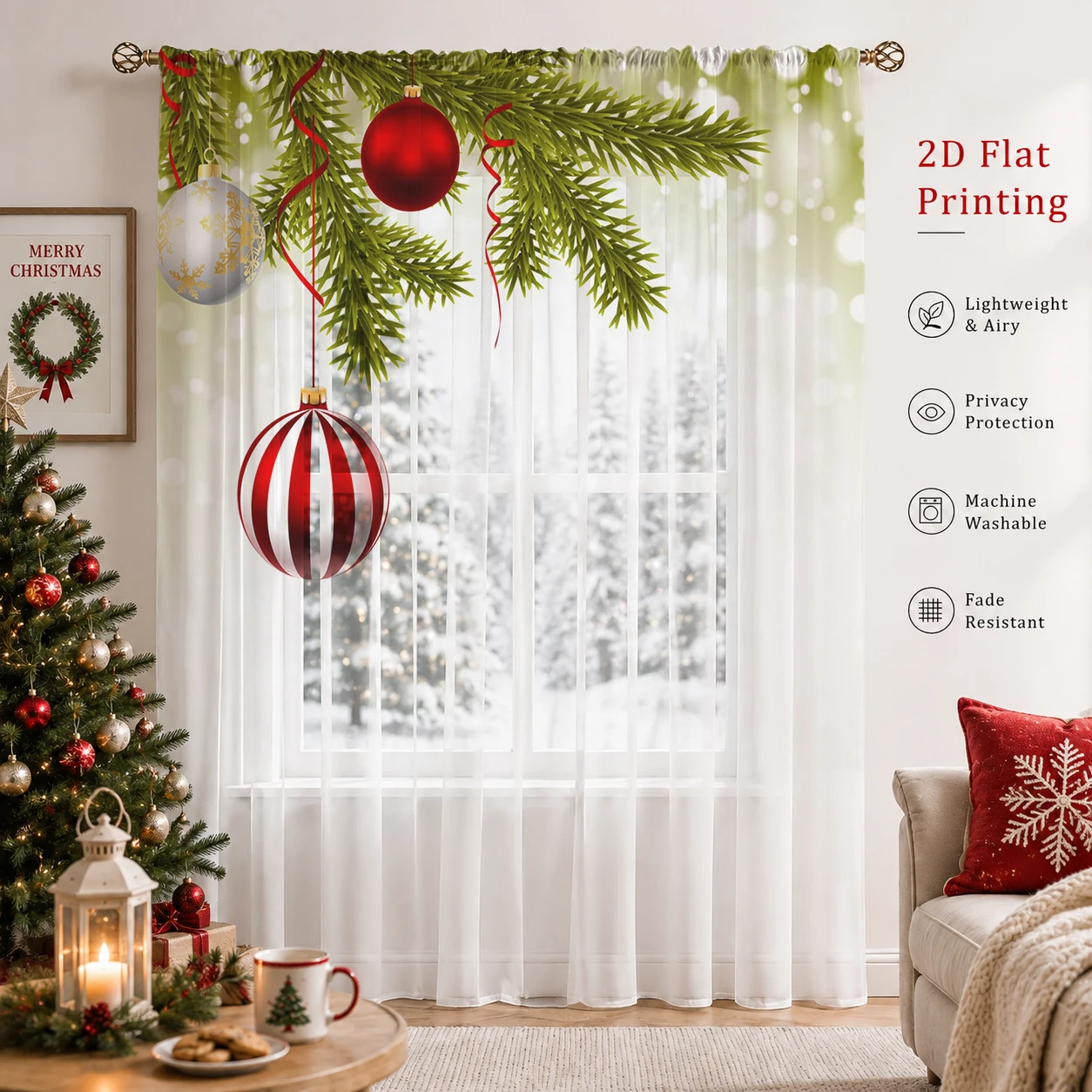 Tirai Voile Tipis Bertema Nata - Home Office With Plants ulasan dan harga