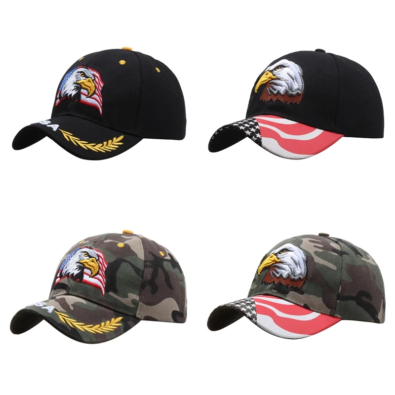 

Embroidered US Flag Eagle Baseball Caps Breathable Cotton Men Baseball Caps Adjustable Women's Golf Hats Outdoor Sports Caps