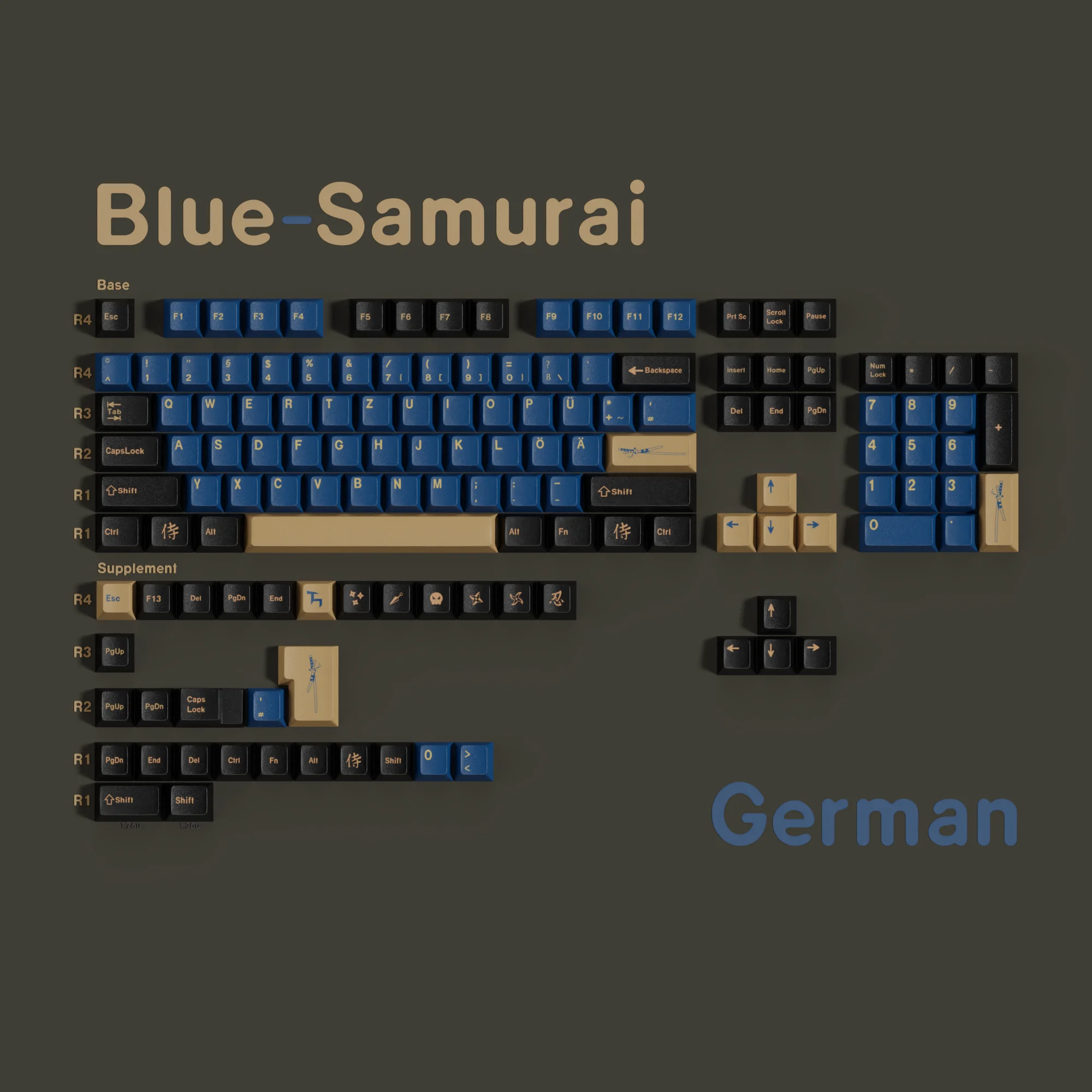 

ISO DE Layout Keycaps For ISO German Mechanical Keyboard Cherry Profile PBT Dye Sub Keycap Red Samurai Blue Samurai Night Sakura