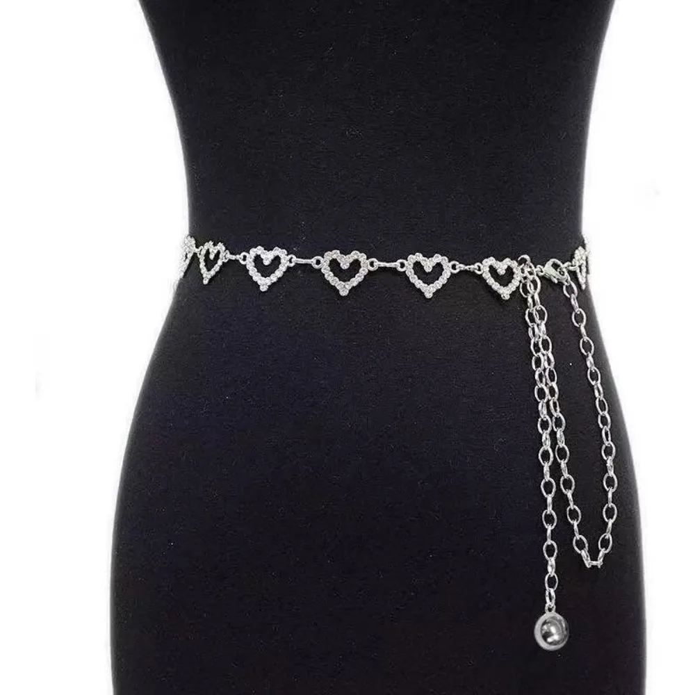 Fashion Heart Metal Waist Chain Women Girls Adjustable Body Link Belts Body Belly Jewelry for Jeans Dresses Sun Gold Plated