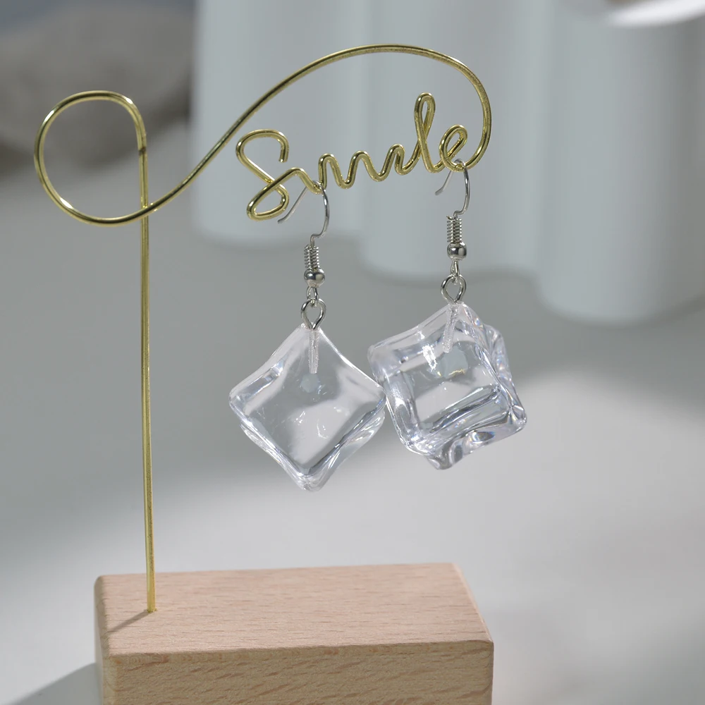 New Geometric Transparent Acrylic Fun Ice Cube Big Earrings Fashion Exaggerated Irregular Women's Jewelry