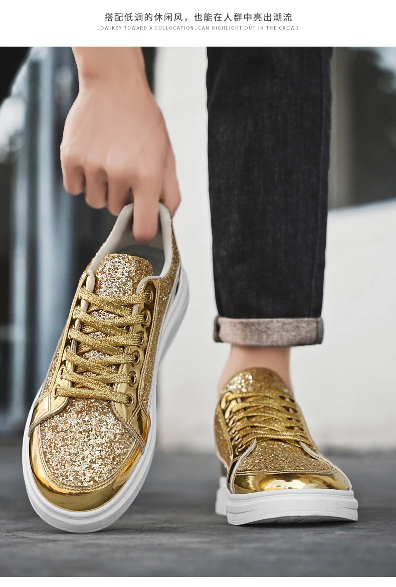 Neue Frühlings- und Herbst-Herrenschuhe mit Pailletten, Modische Britische Freizeitschuhe, Trendige Schuhe, Vielseitige Niedrige Sportsneaker – Detail 11