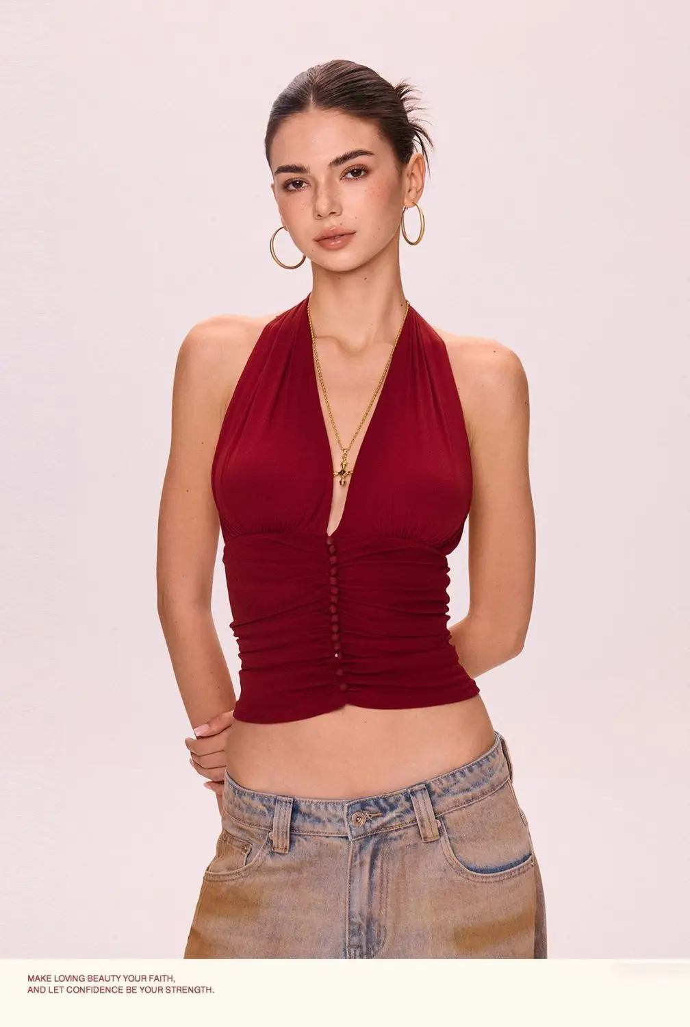 2026 Sommer Damen Vintage Spicy Style Ärmelloses Neckholder-Top Slim Fit Crop Fashion Streetwear Sexy Amerikanisch Inspiriert