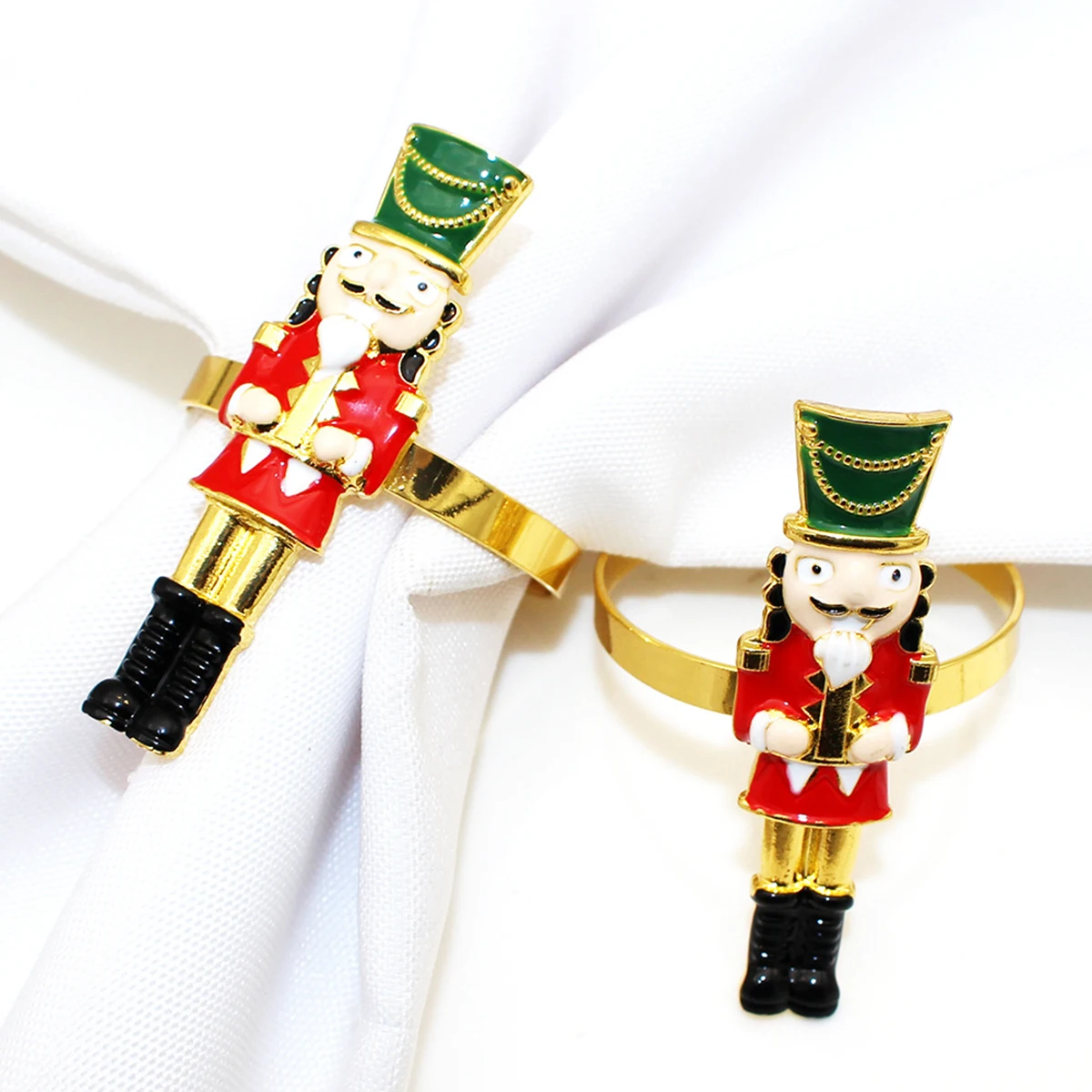 Christmas Resin Nutcracker Soldier Napkin Rings Ornament Small Decoration Christmas Tree Accessory Decorative Decorations