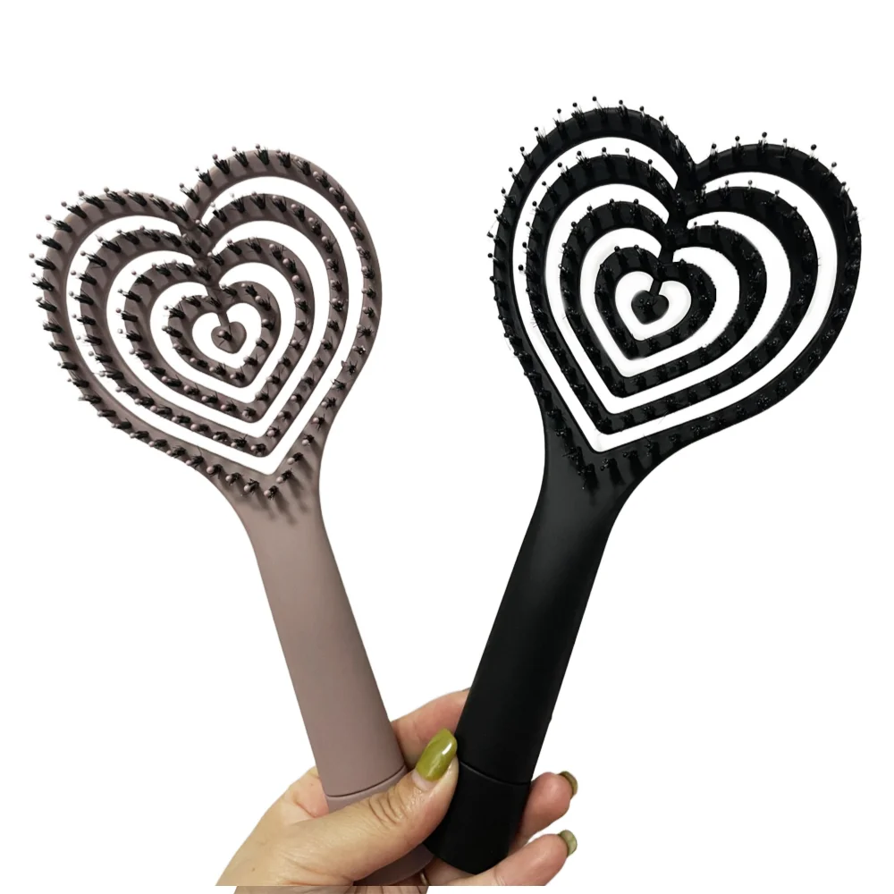 Love Comb Heart Fluffy Styling Bone Comb Pink Girl's Heart Stylish Hand Held Hair Smoothing