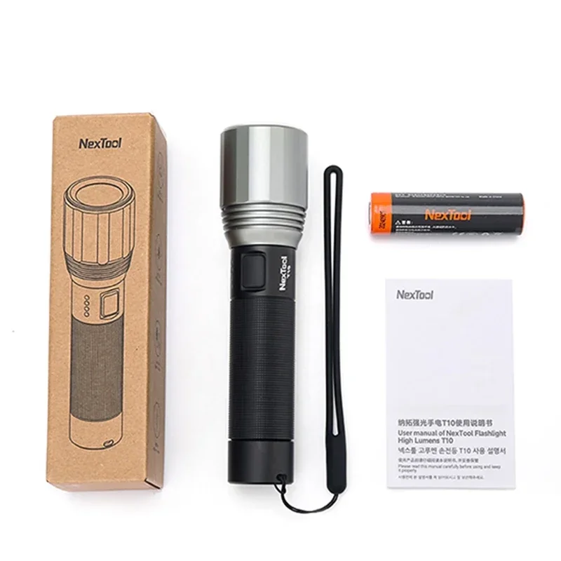 

Portable NexTool T10 Rechargeable LED Flashlight 2000lm 7 Modes 2600mAh Battery 220m Torch Lamp Waterproof for Camping Hiking