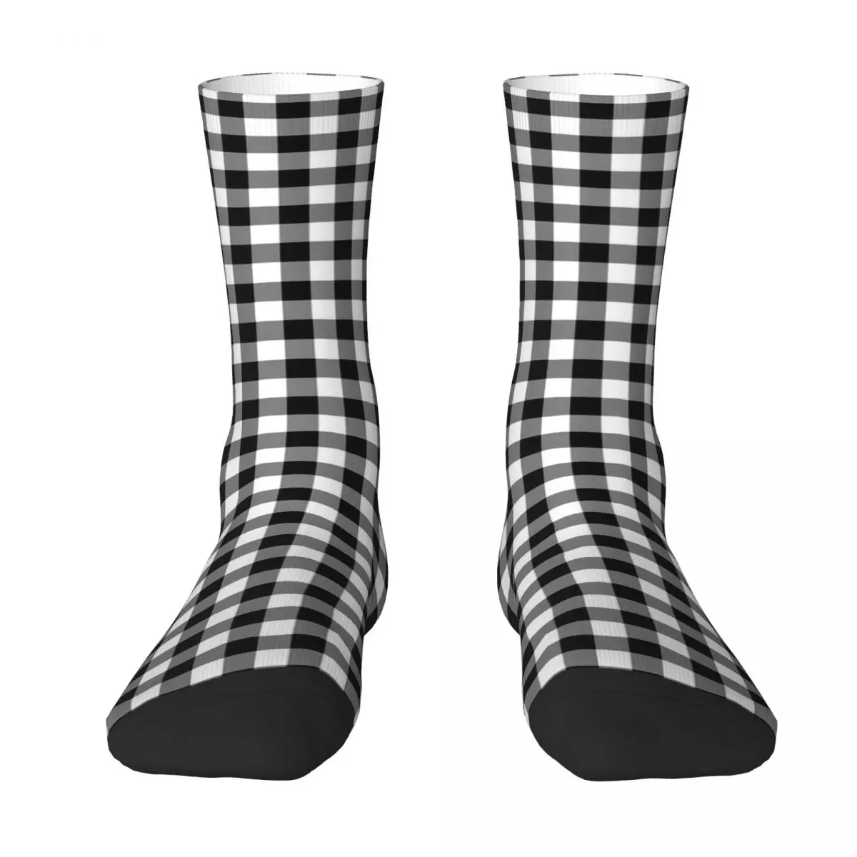 Classic Gingham Checks Socks Black And White Leisure Stockings Women Soft Running Sports Socks Autumn Design Anti Slip Socks