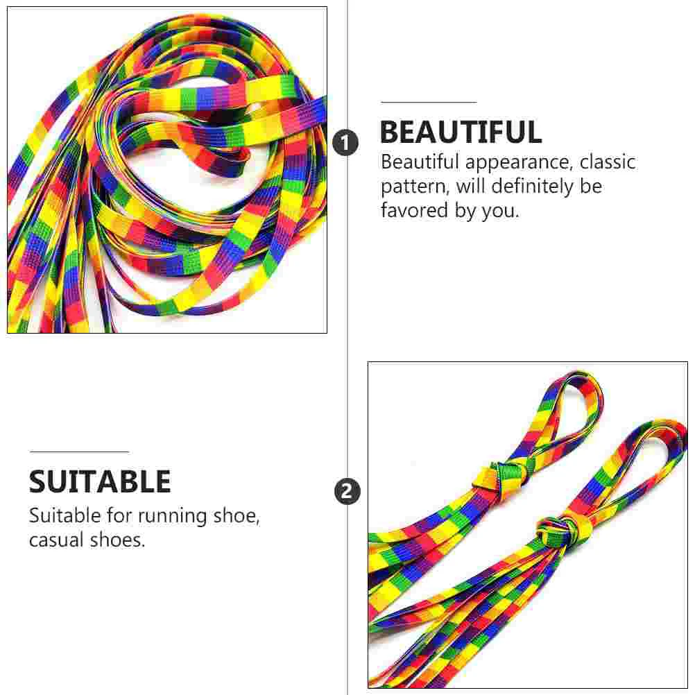 Fashion Boots Lace Shoelaces Rainbow Pattern Lace-up Elastic Sneakers Sports Shoes Round Colorful Ties Gradient Ramp