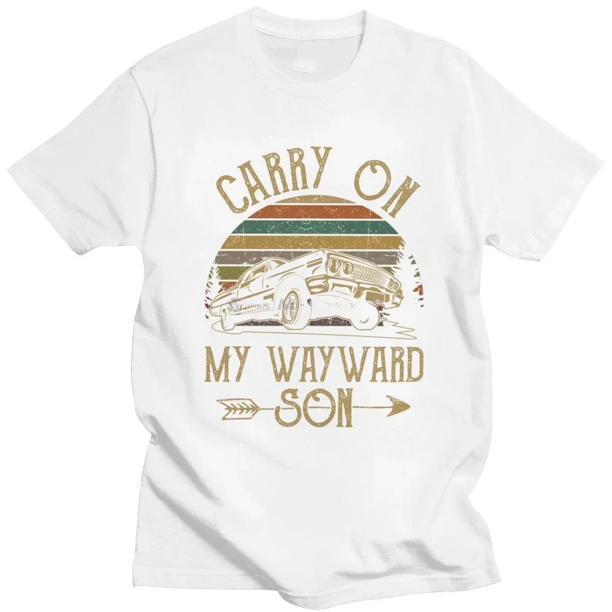 NG Printed Tshirt Clothing Supernatural T-Shirts Vintage Men's T  Carry On My Wayward Son Dark Heather Unique Tee