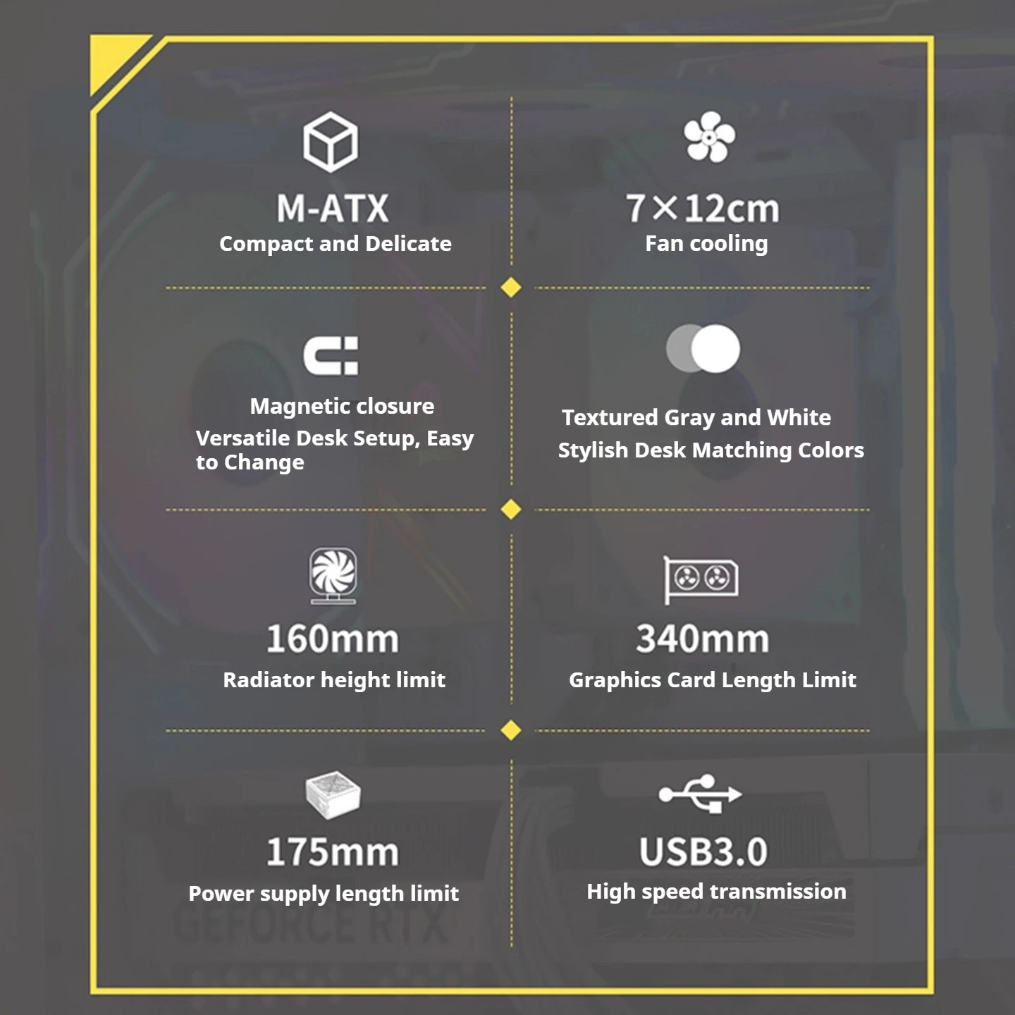 Zhuoling 3 حافظة صغيرة Matx الجانب الشفاف الزجاج المقسى المغناطيسي افتتاح وإغلاق 160 مللي متر بالوعة الحرارة الكمبيوتر سطح المكتب الألعاب