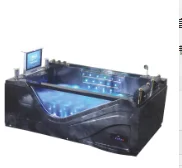 

2 Glass Panel Whirlpool Bathtubs Laser Spa Walk In Tub Shower Beautiful Color Lights Air Jet Bubble Clear Acrylic Square Shape