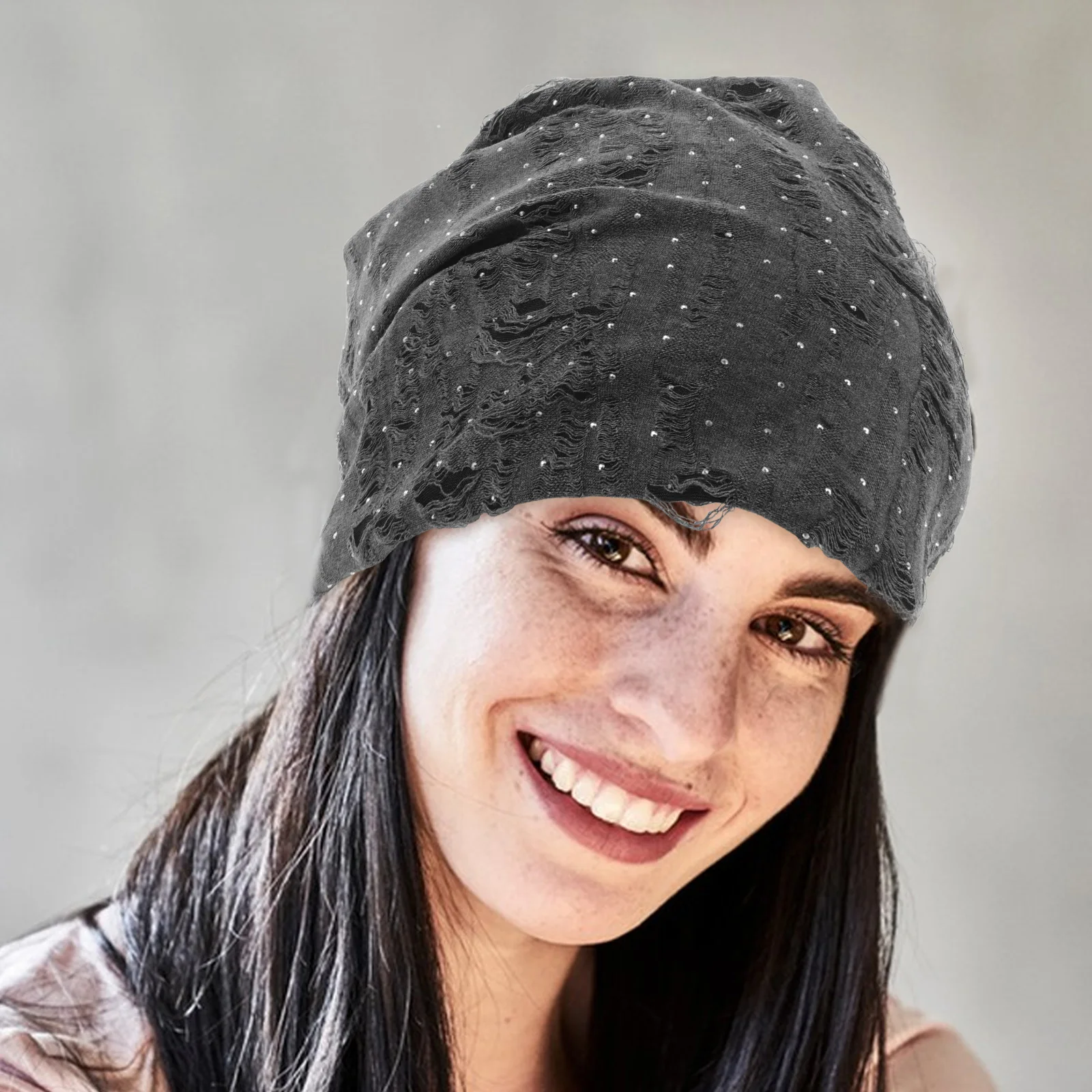 

American Retro Ripped Hat Vintage Beanie Breathable Comfortable Lightweight Women Men Polyester Grunge Cap
