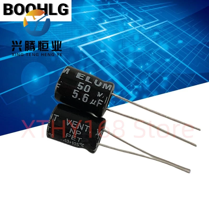 10PCS ELUM audio frequency division 5.6uf 50v NP non-polar aluminum electrolytic capacitor 50v 5.6uf 8X12mm
