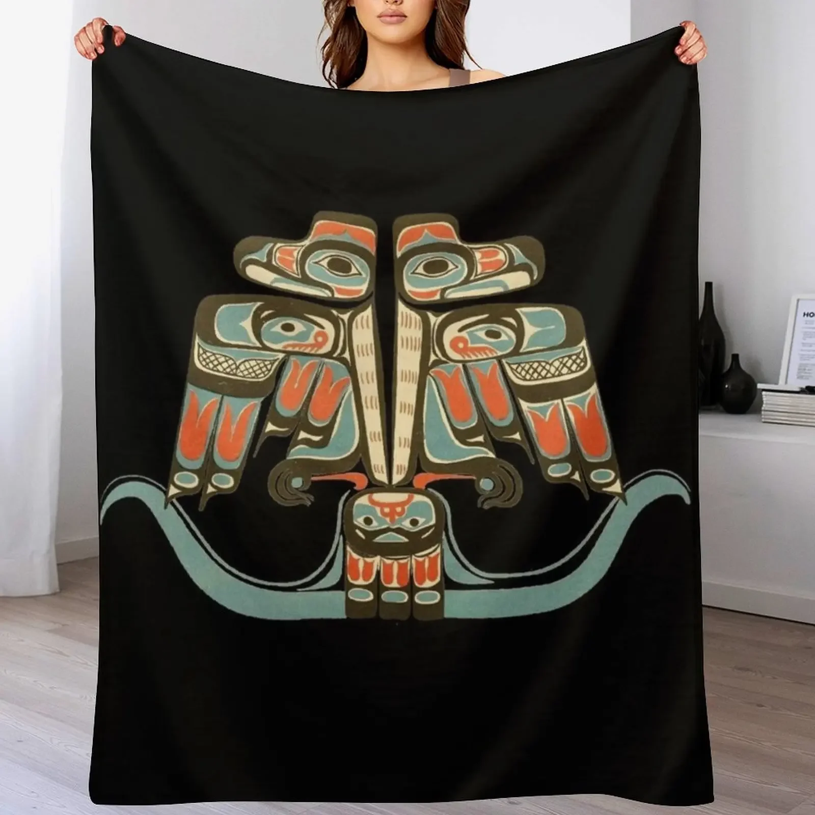 

Northwest Native Art Haida - Tlingit Thunderbird Throw Blanket Furrys for winter Sofa Blankets