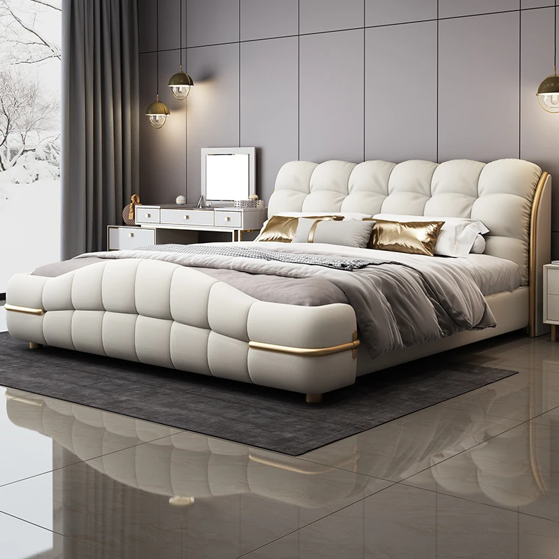 

Роскошная кровать King-size с мягким изголовьем 180x200 см, прикроватные тумбочки, мебель для спальни