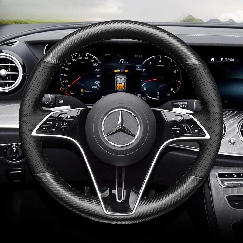

Для Mercedes Benz GLC GLA GLB GLE GLS G350 G500 C200 E300 S400 Ручная строчка из натуральной кожи из углеродного волокна Чехол на руль